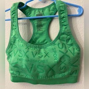 VSX Sexy Sport green logo sports bra. Racerback with keyhole. Size Small.
